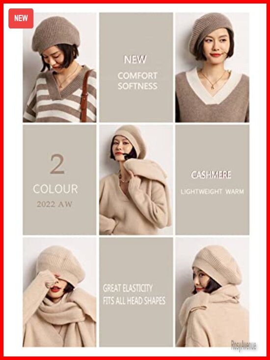 Warm Cashmere Merino Wool Knit Beanie Beret Unisex Oversized Winter Hat main image 4